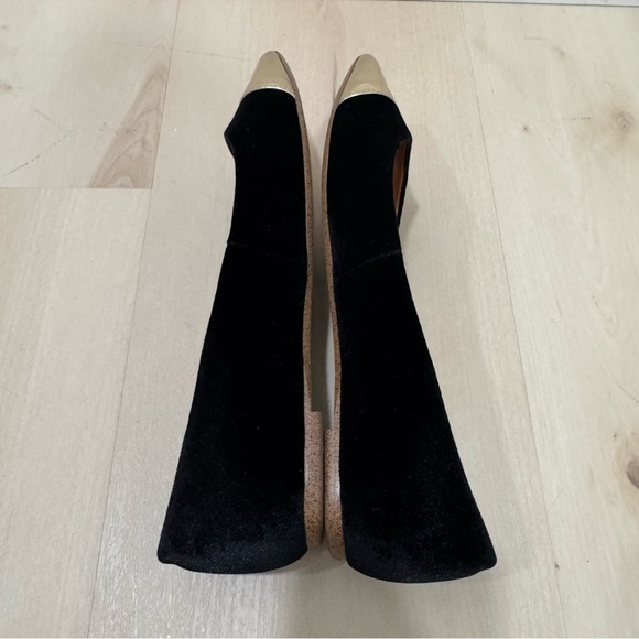J. Crew Amelia Flats Black Velvet with Gold Metallic Cap Women's 8.5 Slip On - Picture 8 of 9
